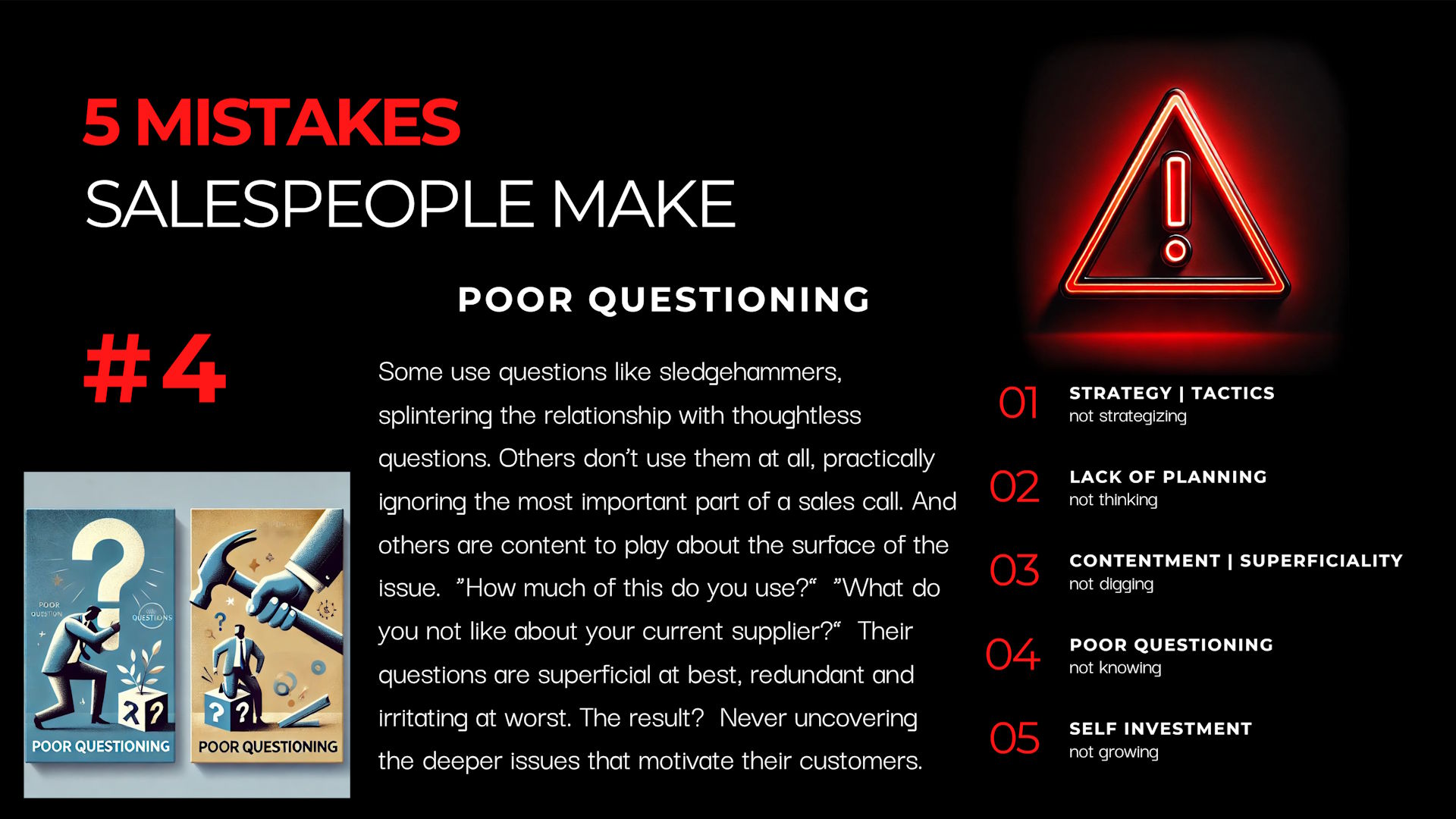 Questionable Sales #4 Mistake Salespeople Make – Poor Questioning Dave Kahle Wisdom
